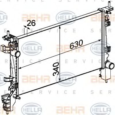 Радиатор, охлаждение двигателя HELLA 8MK 376 754-714 BEHR HELLA SERVICE Version ALTERNATIVE