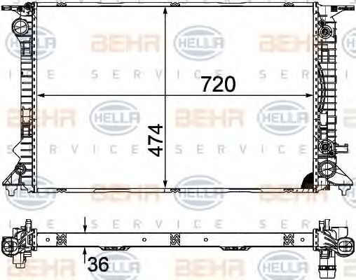 Радиатор, охлаждение двигателя HELLA 8MK 376 754-754 BEHR HELLA SERVICE Version ALTERNATIVE