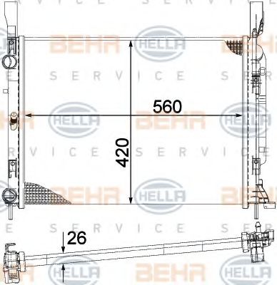 Радиатор, охлаждение двигателя HELLA 8MK 376 755-524 BEHR HELLA SERVICE Version ALTERNATIVE