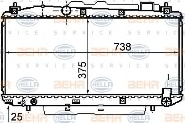Радиатор, охлаждение двигателя HELLA 8MK 376 755-791 BEHR HELLA SERVICE
