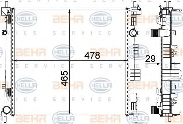 Радиатор, охлаждение двигателя HELLA 8MK 376 762-181