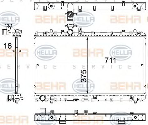 Радиатор, охлаждение двигателя HELLA 8MK 376 762-741 BEHR HELLA SERVICE