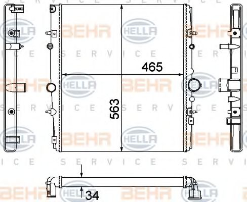 Радиатор, охлаждение двигателя HELLA 8MK 376 767-131