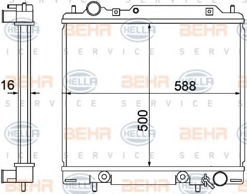 Радиатор, охлаждение двигателя HELLA 8MK 376 770-311