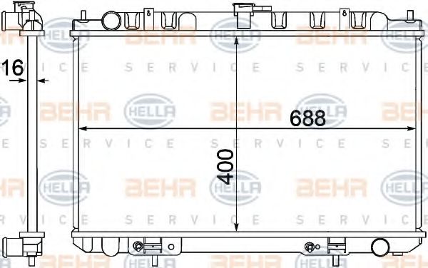 Радиатор, охлаждение двигателя HELLA 8MK 376 770-601