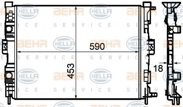 Радиатор, охлаждение двигателя HELLA 8MK 376 781-134 BEHR HELLA SERVICE Version ALTERNATIVE