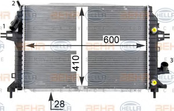 Радіатор, охолодження двигуна HELLA 8MK 376 790-034