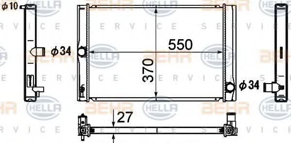 Радиатор, охлаждение двигателя HELLA 8MK 376 790-151