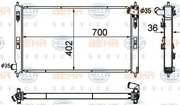 Радиатор, охлаждение двигателя HELLA 8MK 376 790-351