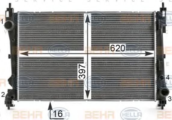 Радиатор, охлаждение двигателя HELLA 8MK 376 900-201
