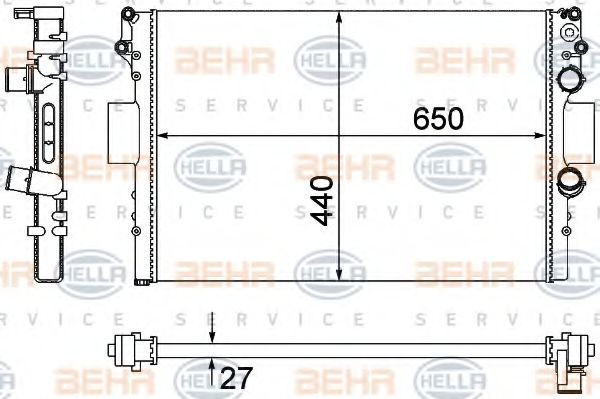 Радиатор, охлаждение двигателя HELLA 8MK 376 900-234