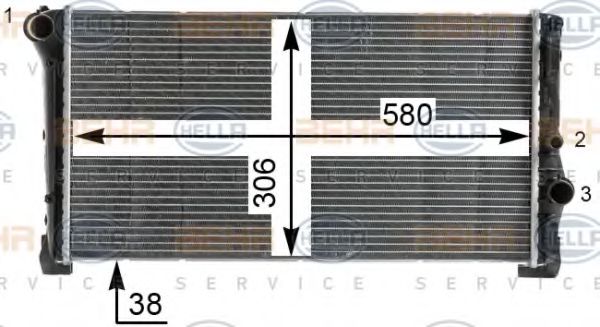 Радиатор, охлаждение двигателя HELLA 8MK 376 900-264 BEHR HELLA SERVICE Version ALTERNATIVE