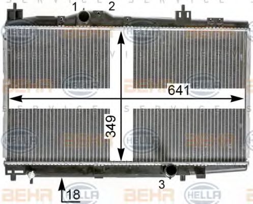 Радиатор, охлаждение двигателя HELLA 8MK 376 900-344 BEHR HELLA SERVICE Version ALTERNATIVE