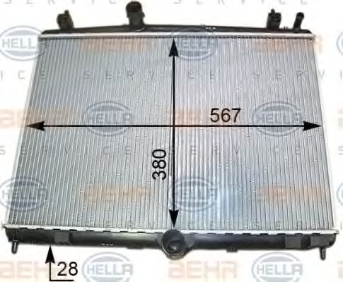 Радиатор, охлаждение двигателя HELLA 8MK 376 910-204 BEHR HELLA SERVICE Version ALTERNATIVE