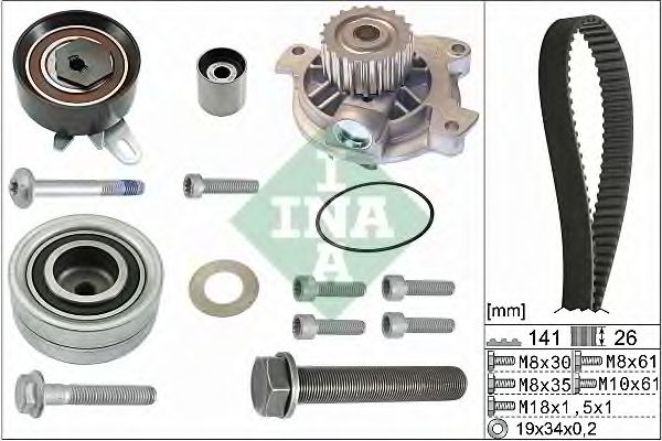 Помпа + комплект ГРМ INA 530 0482 30