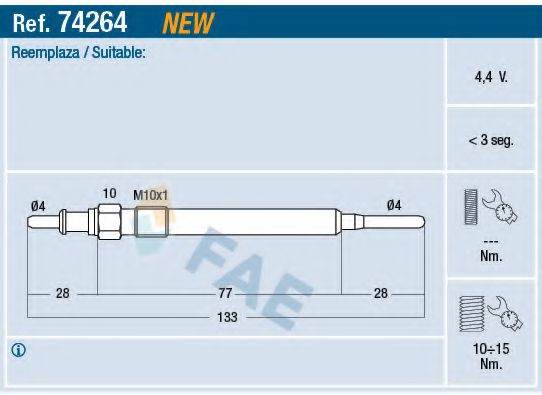 Свеча накала FAE 74264
