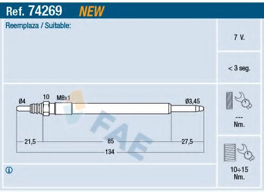 Свеча накала FAE 74269