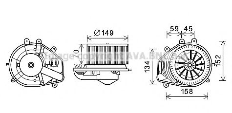 Вентилятор отопителя AVA QUALITY COOLING VW8353