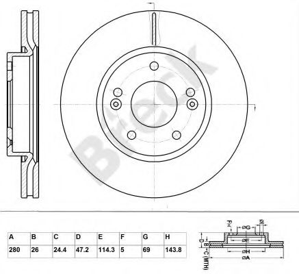 Тормозной диск BRECK BR 356 VA100