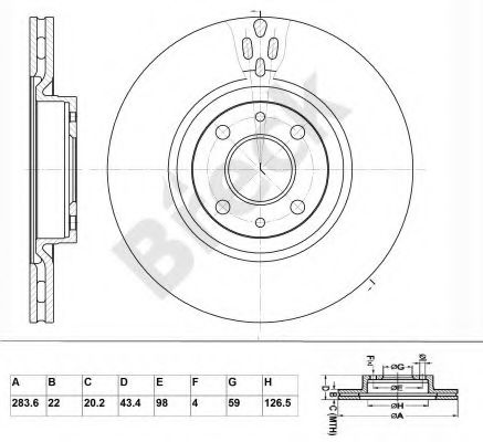 Тормозной диск BRECK BR 376 VA100