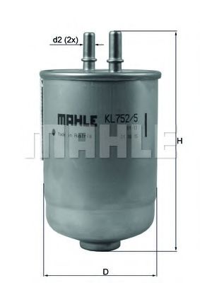 Топливный фильтр MAHLE ORIGINAL KL 752/5D