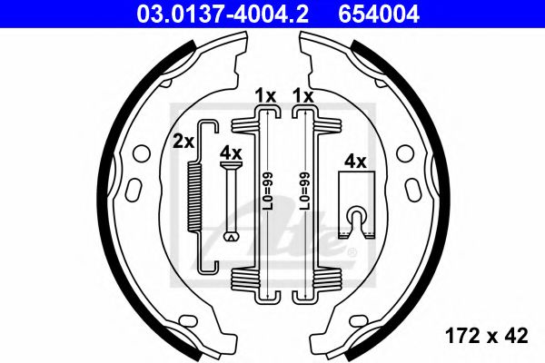 Тормозные колодки ручника ATE 03.0137-4004.2