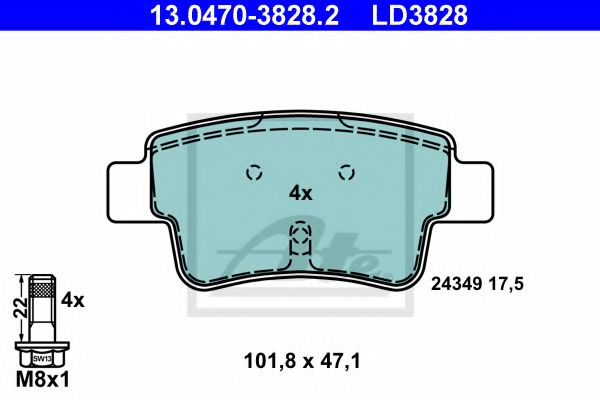 Тормозные колодки ATE 13.0470-3828.2 ATE Ceramic
