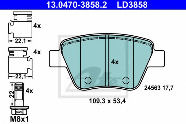Тормозные колодки ATE 13.0470-3858.2 ATE Ceramic