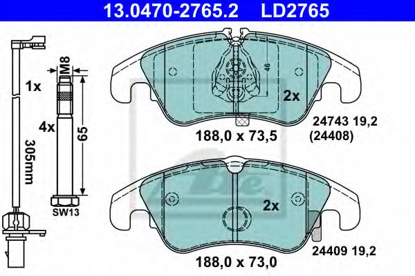 Тормозные колодки ATE 13.0470-2765.2 ATE Ceramic