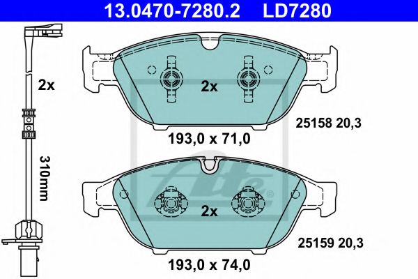 Гальмівні колодки ATE 13.0470-7280.2
