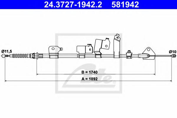 Трос ручника ATE 24.3727-1942.2
