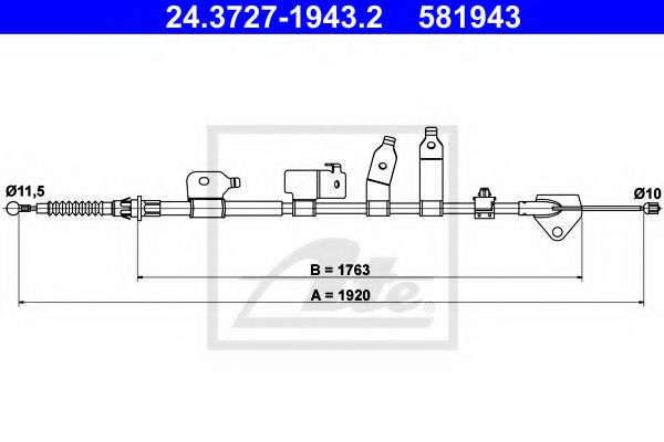 Трос ручника ATE 24.3727-1943.2
