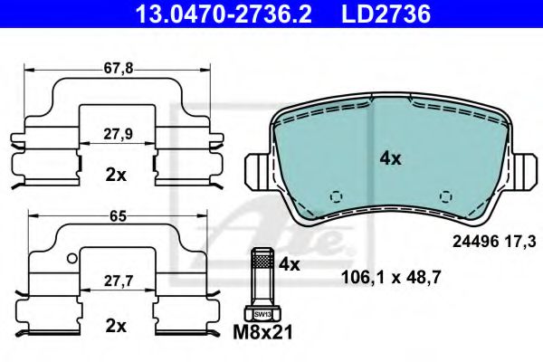 Тормозные колодки ATE 13.0470-2736.2 ATE Ceramic