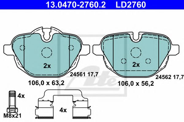 Тормозные колодки ATE 13.0470-2760.2 ATE Ceramic