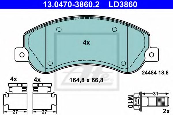 Тормозные колодки ATE 13.0470-3860.2 ATE Ceramic