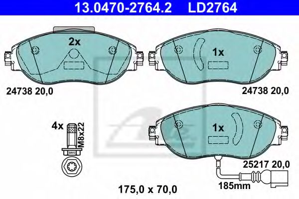 Тормозные колодки ATE 13.0470-2764.2 ATE Ceramic