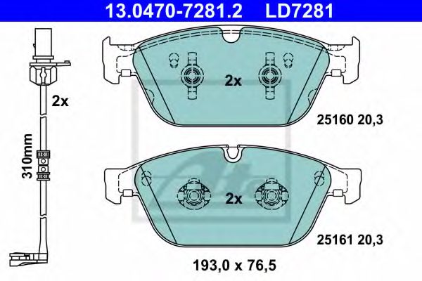 Тормозные колодки ATE 13.0470-7281.2 ATE Ceramic