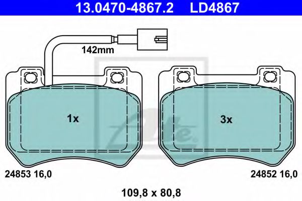 Тормозные колодки ATE 13.0470-4867.2 ATE Ceramic