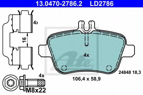 Тормозные колодки ATE 13.0470-2786.2 ATE Ceramic