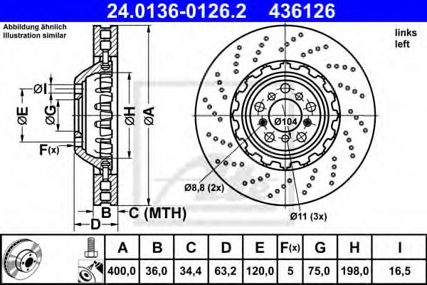 Тормозной диск ATE 24.0136-0126.2