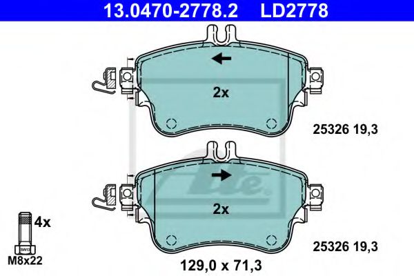 Тормозные колодки ATE 13.0470-2778.2 ATE Ceramic