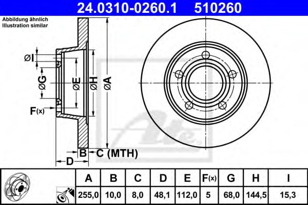 Тормозной диск ATE 24.0310-0260.1 Power Disc