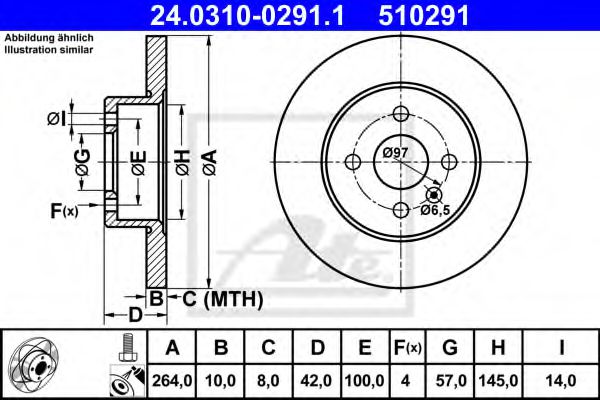 Тормозной диск ATE 24.0310-0291.1 Power Disc