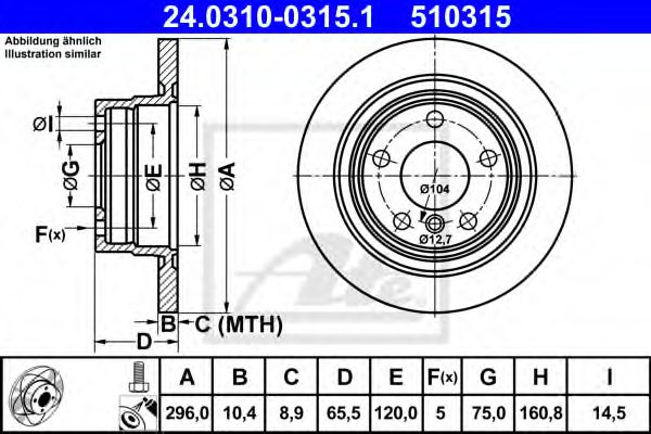 Тормозной диск ATE 24.0310-0315.1 Power Disc