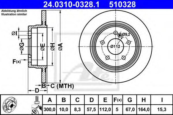 Тормозной диск ATE 24.0310-0328.1 Power Disc