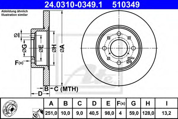 Тормозной диск ATE 24.0310-0349.1 Power Disc