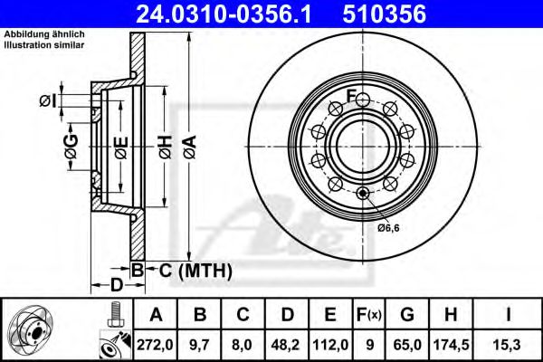 Тормозной диск ATE 24.0310-0356.1 Power Disc
