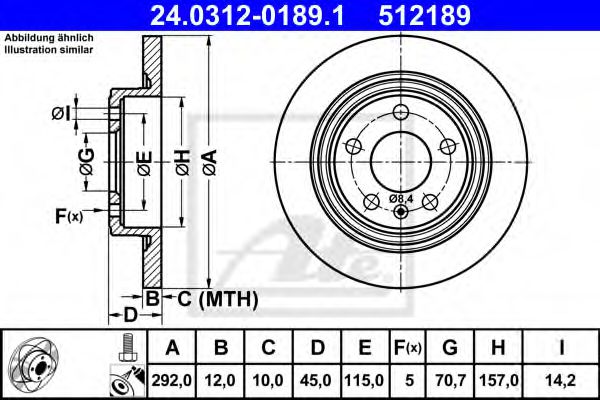 Тормозной диск ATE 24.0312-0189.1 Power Disc