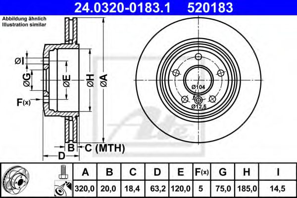 Тормозной диск ATE 24.0320-0183.1 Power Disc