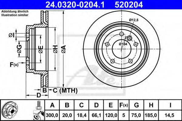 Тормозной диск ATE 24.0320-0204.1 Power Disc